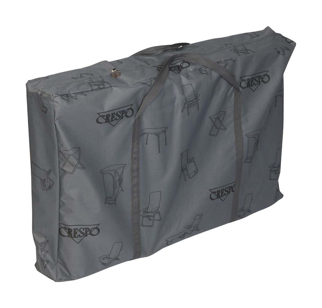 1109995 Sturdy storage bag for storing chairs and/or tables. A strong 600 denier polyester bag with a zipper and carrying straps. Suitable for almost all positionable chairs and tables, even for 2x Crespo chairs AL-213C and a Crespo table AP-245.