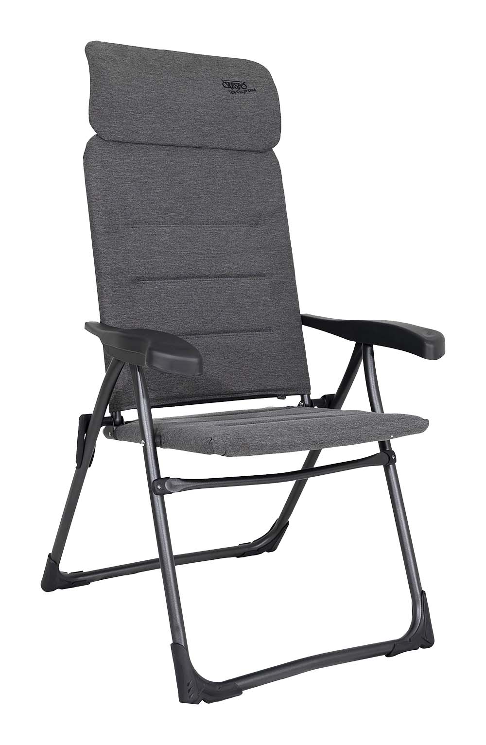 1148010 An extremely compact beach chair. The chair can be folded flat, only 5 cm thick. This is why this chair is also known as the flattest camping chair. This chair offers maximum comfort with its 7-position adjustable backrest and infinitely adjustable headrest. This chair is covered with Tex-Comfort fabric. This comfortable fabric is easy to maintain, resistant to discolouration by the sun and water repellent. As a result, the chair dries much more quickly than chairs with traditional foam padding. In addition, this fabric surrounds the frame completely. This luxurious fabric is wrapped around the back of the seat tube and at the front, the fabric extends to the bottom, creating A comfortable seat. The chair has a U-frame with stabilisers and extra thick tubes for extra strength and stability. The retractable headrest makes this chair extra compact for storage. Up to 50% less packing volume compared to other camping chairs! The chair is of high quality with TÜV approval.
