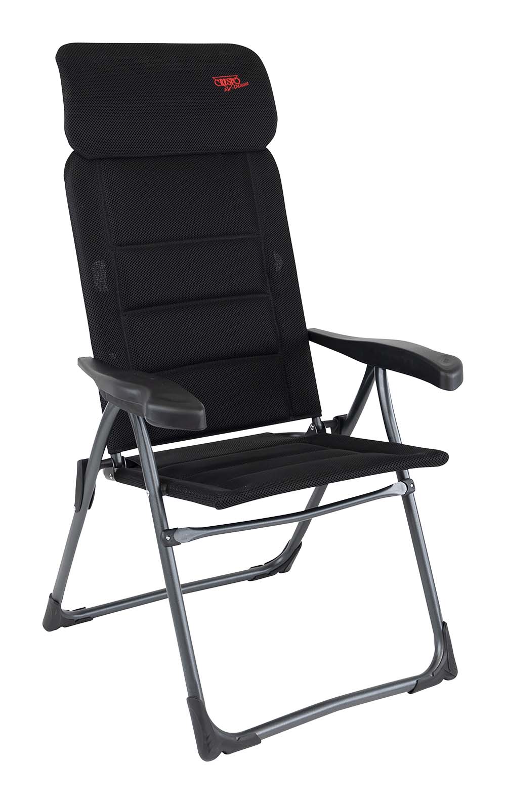 1148012 Een extreem compacte standenstoel. De stoel is zeer plat opvouwbaar, deze stoel wordt ook wel gezien als de meest platte kampeerstoel. Deze stoel biedt maximaal comfort door de in 7 standen verstelbare rugleuning en een traploos verstelbare hoofdsteun. Deze stoel is voorzien van een Air-Deluxe stof. Deze comfortabele stof is zeer onderhoudsvriendelijk, heeft een open celstructuur en is daardoor lucht en waterdoorlatend. Hierdoor is de stoel veel sneller droog dan stoelen met een traditionele schuimvulling. De stoel is voorzien van een U-frame met stabilisatoren en extra dikke buizen voor extra stevigheid en stabiliteit. Deze stoel is door de inschuifbare hoofdsteun extra compact op te bergen. Tot 50% minder pakvolume in vergelijking met andere kampeerstoelen! De stoel is van hoogstaande kwaliteit met TÜV Keurmerk.