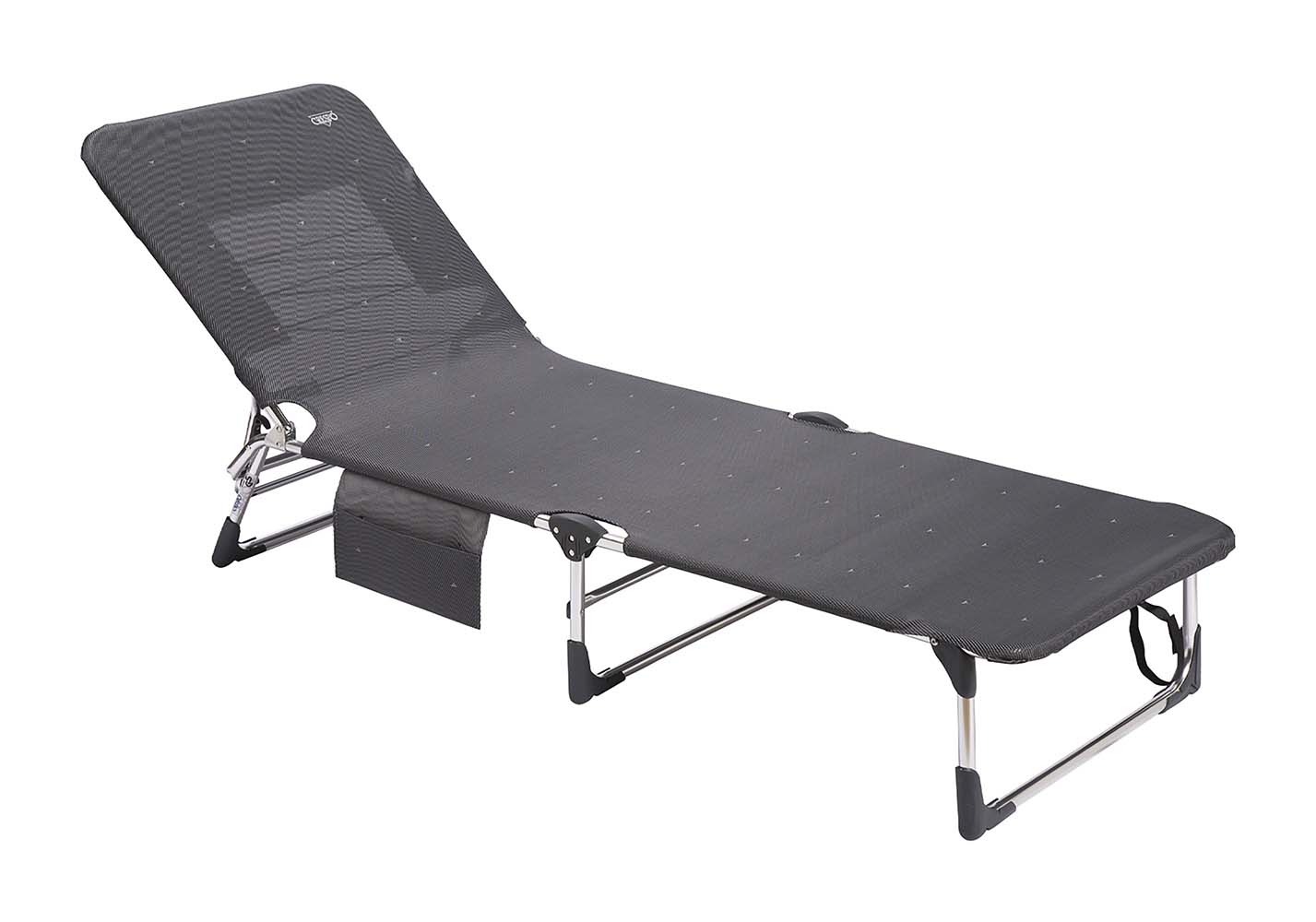1148267 A highly comfortable sun lounger. This sun lounger is elevated and features easy entry and exit. After use, the lounger can be quickly and easily folded to a very flat position.