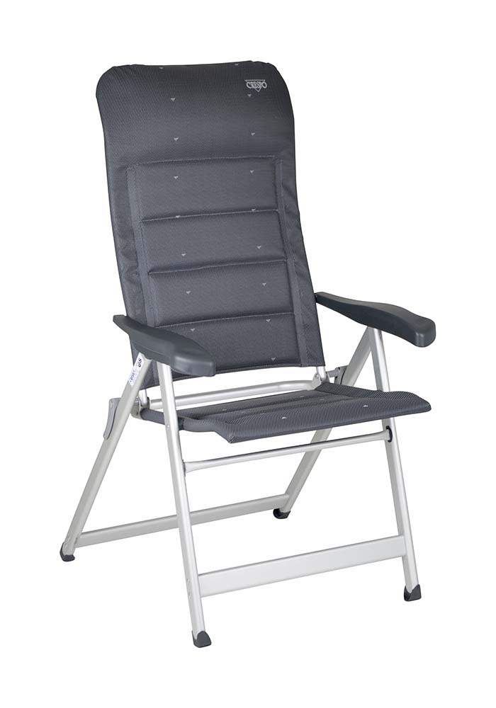 1149077 A luxurious beach chair. This chair provides maximum comfort due to its 7 position adjustable back rest and the padded fabric. The comfortable padding of this fabric has an open cell structure, meaning no moisture is retained and the chair dries faster than chairs with a traditional foam filling. Both the backrest and the armrests are ergonomically shaped. The chair is provided with an anodized H-frame for extra stability and strength with a wide (50 cm) and deep (43 cm) seat. A seat height of 48 cm and a back length of 81 cm. When folded this chair is compact and easy to carry (LxWxH: 113x67x7.5 cm). Maximum load: 140 kilogram.