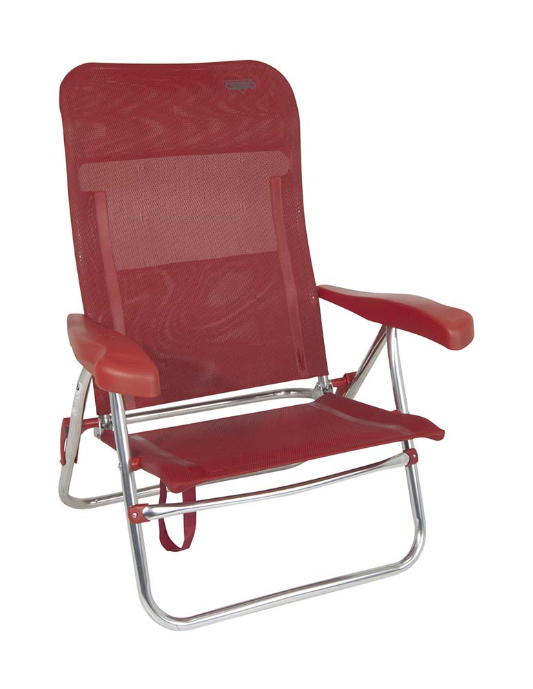 1149301 Een luxe en comfortabele strandstoel. Ideaal voor gebruik op het strand, voor de tent of voor onderweg. Deze stoel is verstelbaar in 7 standen. Daarnaast is deze strandstoel voorzien van comfortabele armleuningen. Deze stoel is zeer compact en mede door de draaglussen gemakkelijk mee te nemen.