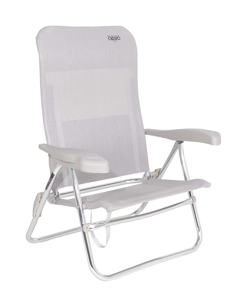 1149302 Een luxe en comfortabele strandstoel. Ideaal voor gebruik op het strand, voor de tent of voor onderweg. Deze stoel is verstelbaar in 7 standen. Daarnaast is deze strandstoel voorzien van comfortabele armleuningen. Deze stoel is zeer compact en mede door de draaglussen gemakkelijk mee te nemen.