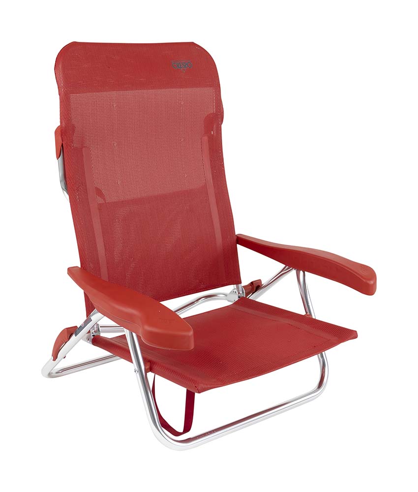 1149306 Een luxe strandstoel met een lage zit. Deze stoel is verstelbaar in 7 standen. De rugleuning van deze strandstoel kan volledig plat worden gelegd door de uitklapbare beugel. Daarnaast is deze strandstoel voorzien van comfortabele armleuningen. Deze stoel is door de draaglussen en zijn lage gewicht gemakkelijk mee te nemen. Ideaal voor gebruik op het strand, voor de tent of voor onderweg. Deze stoel is voorzien van hoogstaande kwaliteit met TÜV keurmerk.