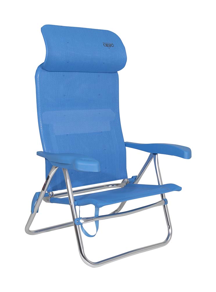 1149310 Een luxe en comfortabele strandstoel. Door de verstelbare hoofdsteun is de stoel zeer comfortabel en compact mee te nemen. Ideaal voor gebruik op het strand, voor de tent of voor onderweg. Deze stoel is verstelbaar in 7 standen. Daarnaast is deze strandstoel voorzien van comfortabele armleuningen. Deze stoel is zeer compact en mede door de draaglussen gemakkelijk mee te nemen.