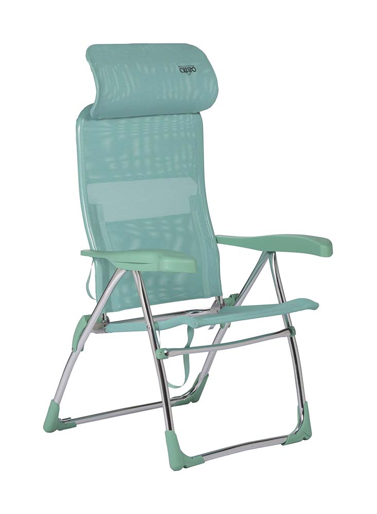 1149331 Een luxe en comfortabele strandstoel met een compact verstelbare hoofdsteun. Ideaal voor gebruik op het strand, voor de tent of voor onderweg. Deze stoel is verstelbaar in 7 standen. Daarnaast is deze strandstoel voorzien van comfortabele armleuningen. Deze stoel is zeer compact en mede door de draaglussen gemakkelijk mee te nemen.