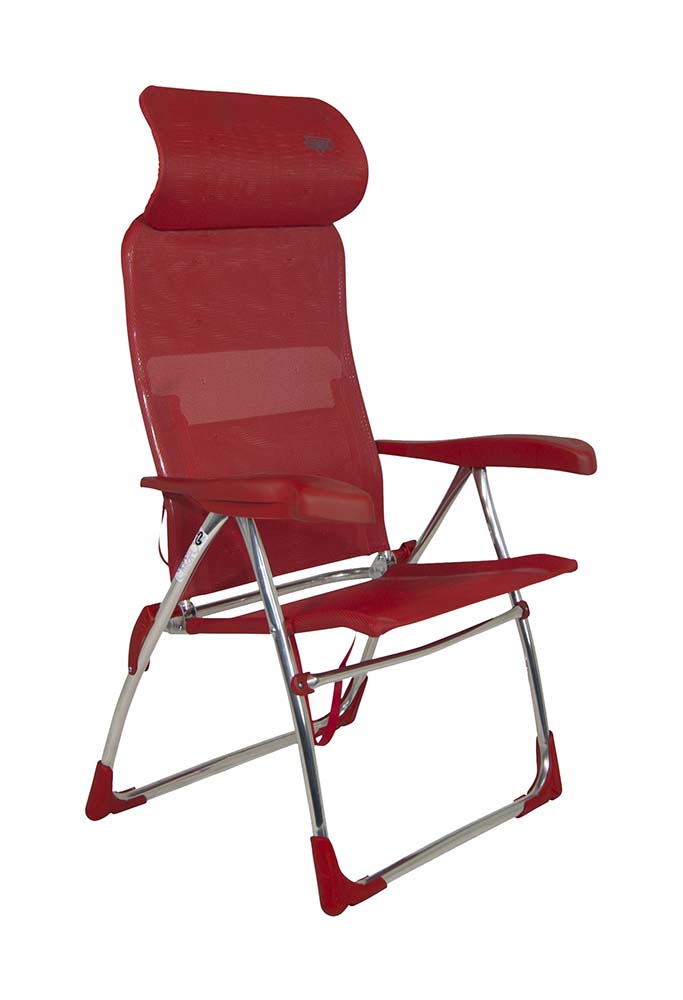 1149332 Een luxe en comfortabele strandstoel met een compact verstelbare hoofdsteun. Ideaal voor gebruik op het strand, voor de tent of voor onderweg. Deze stoel is verstelbaar in 7 standen. Daarnaast is deze strandstoel voorzien van comfortabele armleuningen. Deze stoel is zeer compact en mede door de draaglussen gemakkelijk mee te nemen.