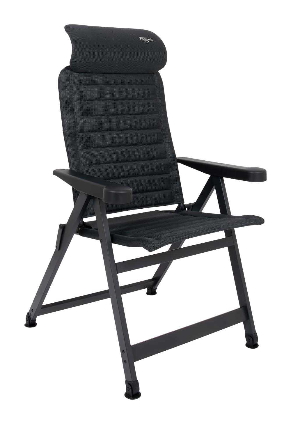 1149505 Een ergonomische in 7 standen verstelbare standenstoel. De stoel is uitgevoerd in een vierkant frame en voorzien van stabilisatievoeten waardoor de stoel altijd zeer stevig staat. Daarnaast is de stoel voorzien van een verstelbare hoofdsteun. De zeer comfortabele en chique stoffering is extra luchtdoorlatend en houdt door de open celstructuur geen vocht vast. Hierdoor is de stoel veel sneller droog dan stoelen met een traditionele schuimvulling. Biedt maximaal comfort door de in 7 standen verstelbare rugleuning. Zowel de rugleuning als de armleggers zijn ergonomisch gevormd. De stoel is voorzien van een geanodiseerd H-frame voor extra stabiliteit en stevigheid. Door zijn unieke ontwerp is de stoel compact in te klappen en gemakkelijk mee te nemen.