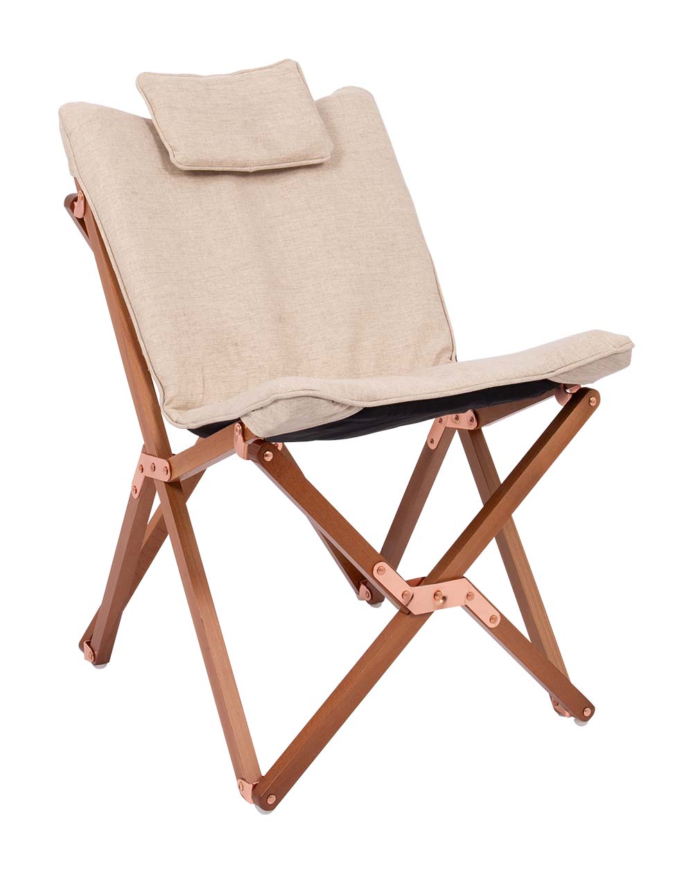 1200349 Een zeer luxe en comfortabele relaxstoel in de kleinste maat. Deze stoel is voorzien van een stijlvol en stevig houten frame. De zitting is gemaakt van Oxford polyester en heeft een linnen look. Daarnaast is de stof voorzien van een comfortabele gepolsterde vulling. De combinatie van de gepolsterde stof en het hoofdkussen maakt deze comfortabel. Het frame is inklapbaar waardoor de stoel eenvoudig is mee te nemen. Maar ook in de woonkamer, op het balkon of in de tuin kan deze stoel worden gebruikt!