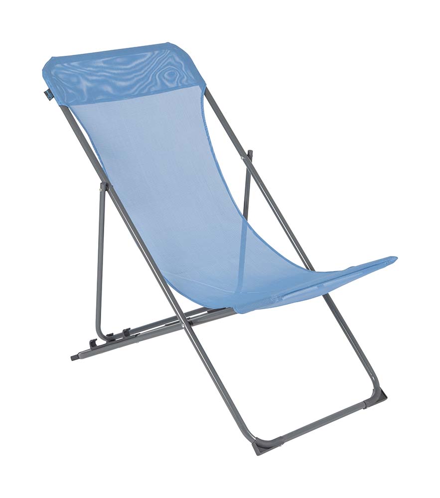 1204684 Een zeer compacte en kleurrijke strandstoel. Voorzien van een sterke en luxe textileen stof en een sterk stalen frame. De stoel heeft 3 verschillende standen en is daarnaast extreem plat opvouwbaar (ingeklapt lxbxh): 56x139x3,5 cm. Hierdoor is de stoel handig om mee te nemen naar het strand, maar ook bijvoorbeeld naar de camping.