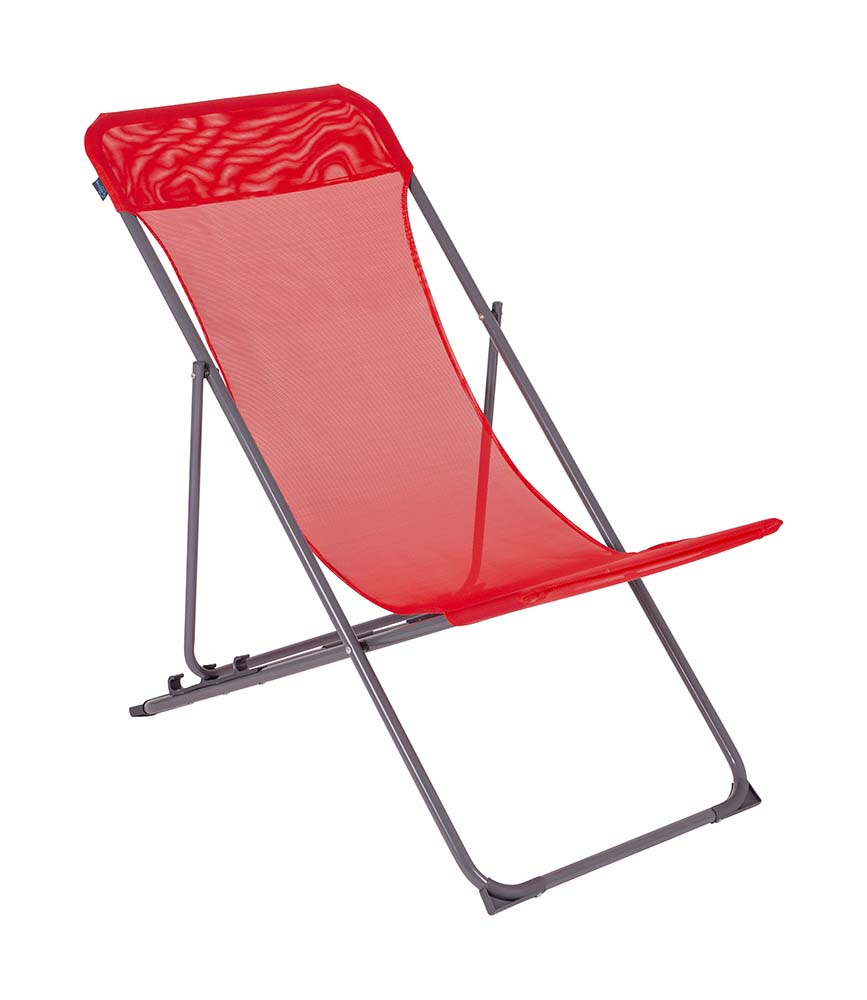 1204686 Een zeer compacte en kleurrijke strandstoel. Voorzien van een sterke en luxe textileen stof en een sterk stalen frame. De stoel heeft 3 verschillende standen en is daarnaast extreem plat opvouwbaar (ingeklapt lxbxh): 56x139x3,5 cm. Hierdoor is de stoel handig om mee te nemen naar het strand, maar ook bijvoorbeeld naar de camping.