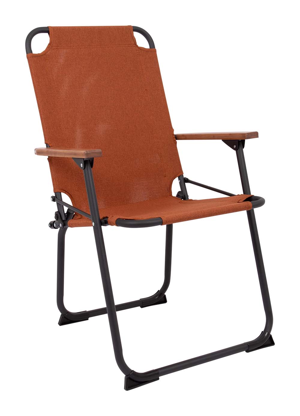 1211882 "Een klassieke en zeer compacte klapstoel met een moderne industriële uitstraling. Een stoel waarbij stijl, comfort en functionaliteit worden gecombineerd. Voorzien van een Cationic bekleding, een lichtgewicht aluminium frame en bamboe armleggers. Een ideale stoel voor in de tuin of op de camping, maar ook op het balkon en in de woonkamer. Daarnaast is deze stoel voorzien van extra stabilisatoren en een 'safety-lock' tegen ongewenst inklappen. Compact mee te nemen."