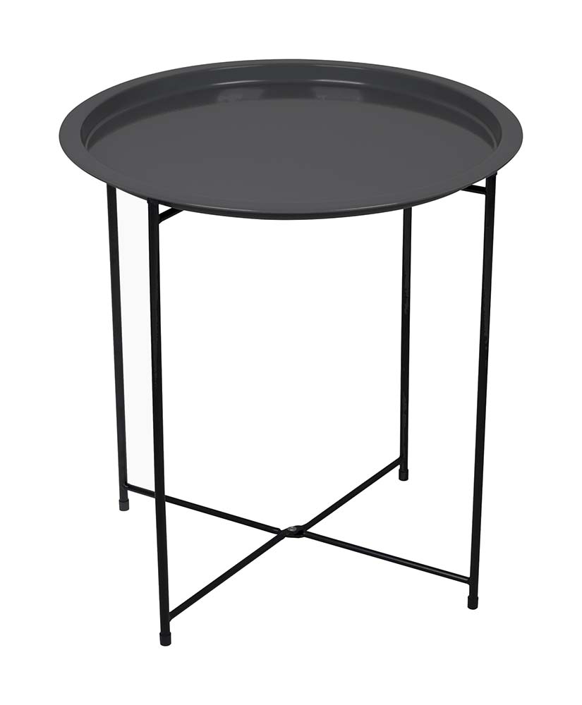 1404325 A compact and luxurious side table. The steel legs are easy to fold in, making this table compact to carry. The top of this table can also be removed and used as tray. Not only very practical, but also decorative for indoors and outdoors, at home or while travelling.