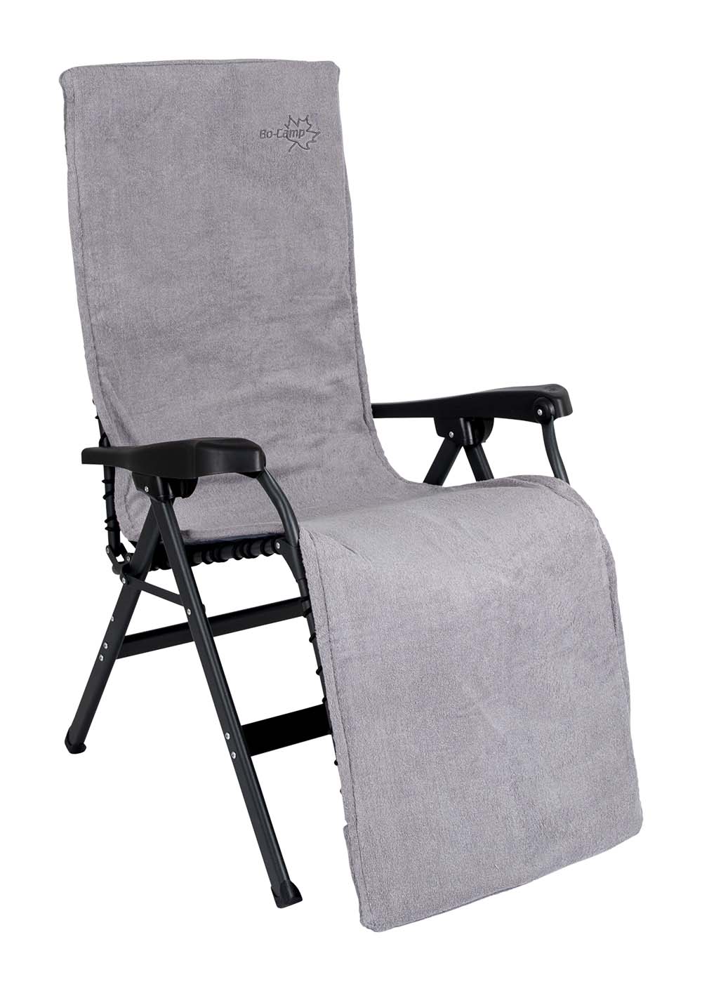 1849282 Een extra zachte stoelhoes voor (kampeer)stoelen. Deze universele stoelhoes zorgt voor optimaal zitcomfort en biedt bescherming aan de stoel. Extra comfortabel door het gepolsterde badstof. De stoelhoes is universeel toepasbaar.