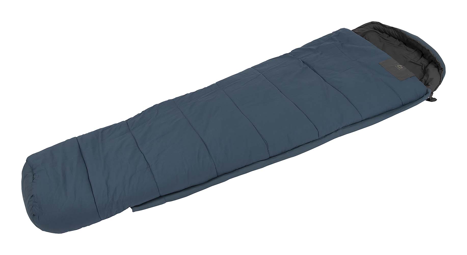3605888 "A luxurious mummy sleeping bag. A 'warm side of extra soft brushed polyester. A 'cool lace' made of soft cotton. The sleeping bag can be used both straight and inside out. In addition, the sleeping bag is provided with extra insulation by 2 layers in total 300g/m² high quality microfiber siliconized padding. Comfortable from about 4 degrees, usable from about -4 degrees."