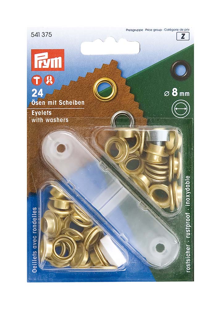 4110950 A complete set of brass eyelets. Can be used in tents, tarpaulins, leather articles, cotton, etc. The sail rings are quick and easy to attach. Mounting hardware is also included, meaning, apart from this set you only need a hammer for sturdy mounting.