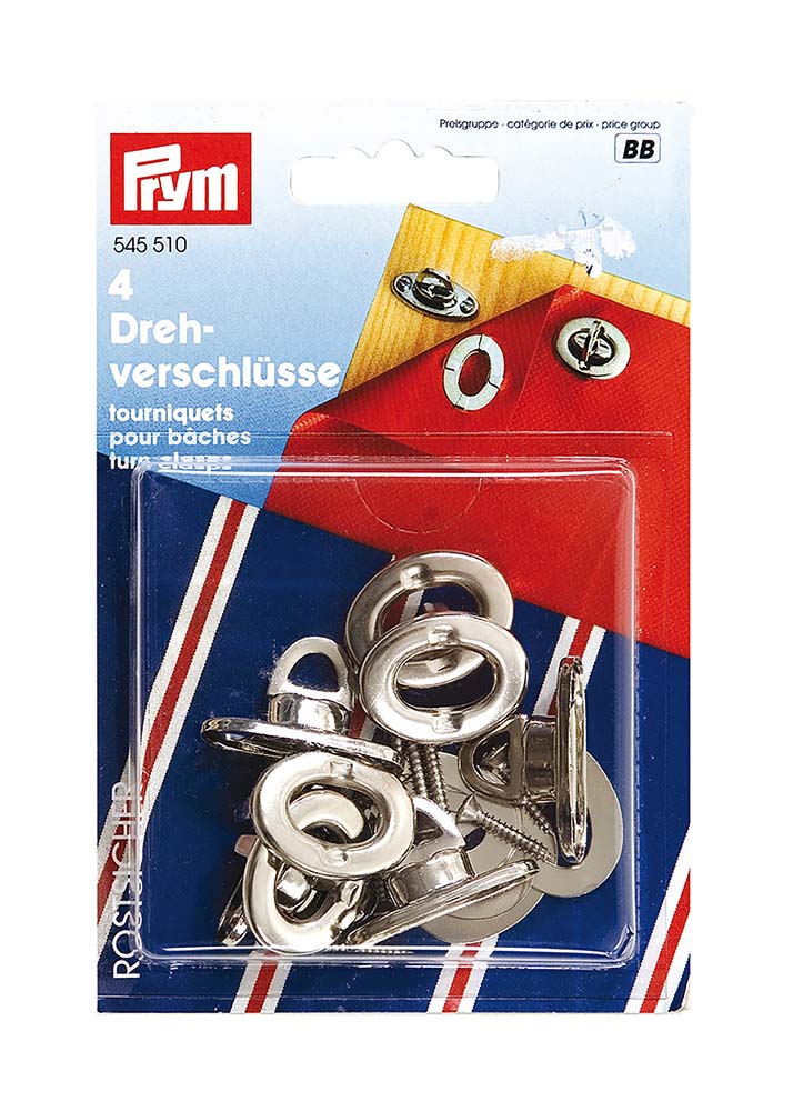 4111100 A set of 4 twist locks. Ideal to attach materials easily to a plastic or wooden surface Due to the handy closure the attachment can be repeatedly loosened and fastened. The twist fasteners are easy to attach with a hammer and screw-driver.