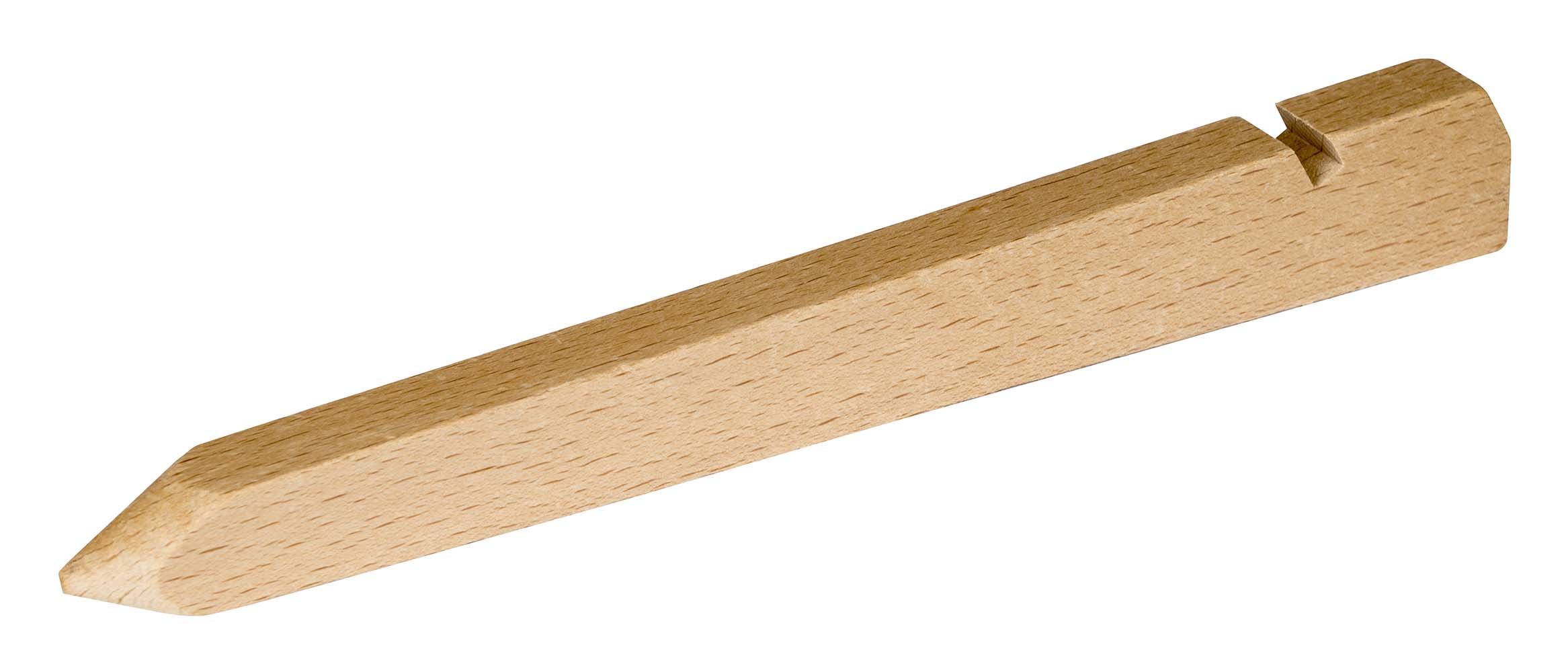 4114380 An extra strong and broad wooden peg. Suitable for soft ground, sandy ground or waterlogged ground. Ideal for anchoring a tent, canvas, tarpaulin and such. Features a notch for attachment of a guy rope