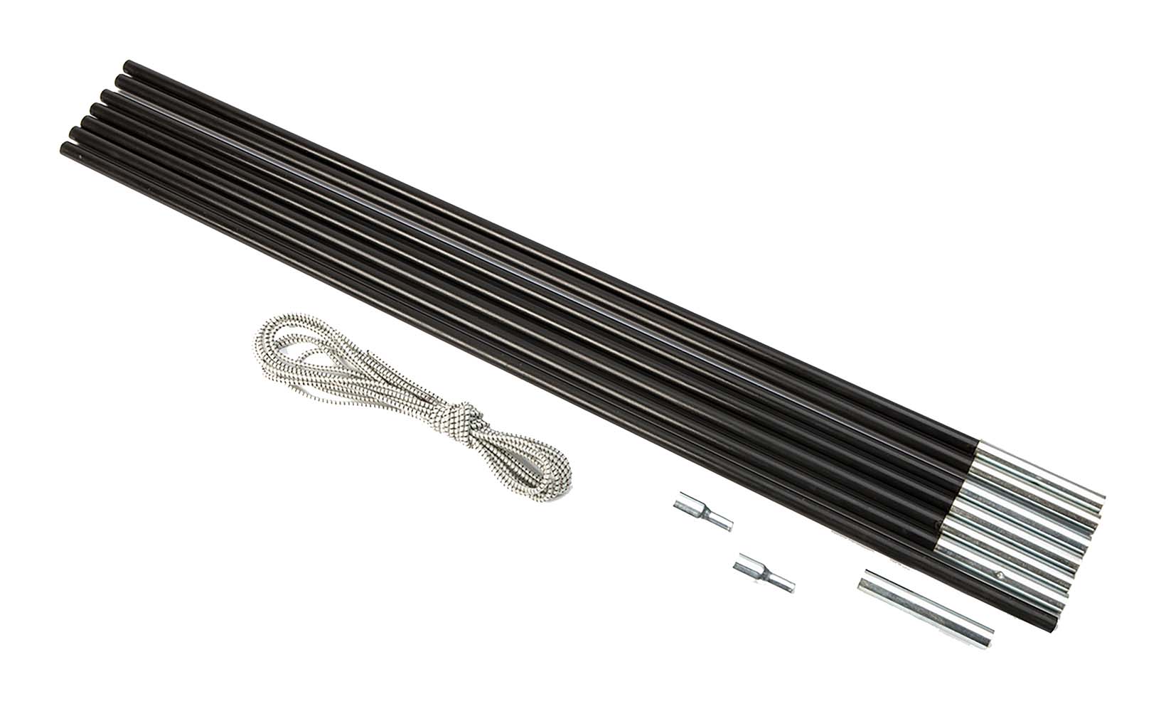 4115554 A replacement set for fibreglass flexible tent poles. Ideal for replacing broken or damaged flexible tent poles. Includes elastic and end pieces. The 60 centimetre poles can be easily adjusted to the required length.