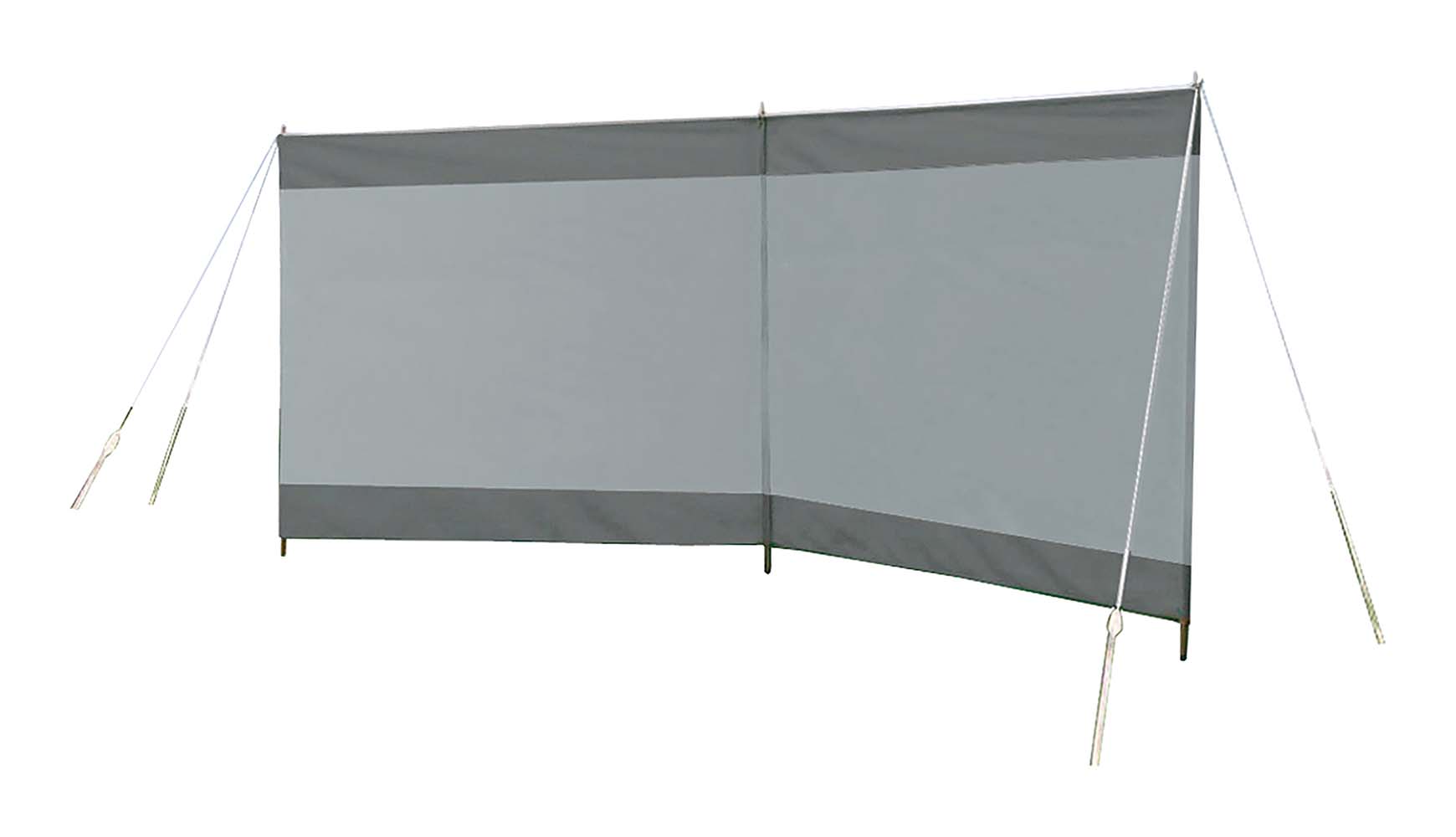 4367607 An extra stable, strong and linkable windbreak with a UV coating for a longer lifespan. Consists of 2 compartments. Is linkable by a zipper on both sides. Equipped with upper beams which provide extra stability. In addition, with extra thick steel poles (ø 19 mm) and a specially woven 300D Oxford polyester fabric. Comes complete with carrying bag, guy ropes and stronger pegs.