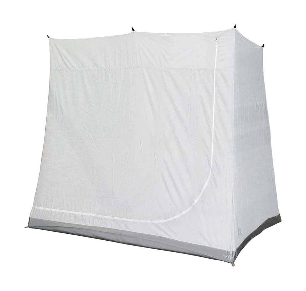 4471800 Universal sleeping cabin for in the (front)tent. Quick to create a sleeping area for 2 persons  and easy to attach to the frame of the tent. This inner tent is made from breathable polyester with a waterproof ground sail. The tent also has ventilation mesh.