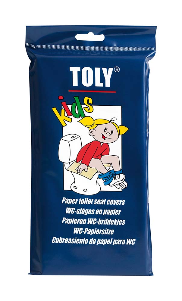 5232512 Toilet seat covers. Allows children to visit the toilet hygienically. Wider than the regular toilet seat covers because children often grab onto the toilet seat. After use the toilet seat cover can simply be flushed. Packed in units of 30.