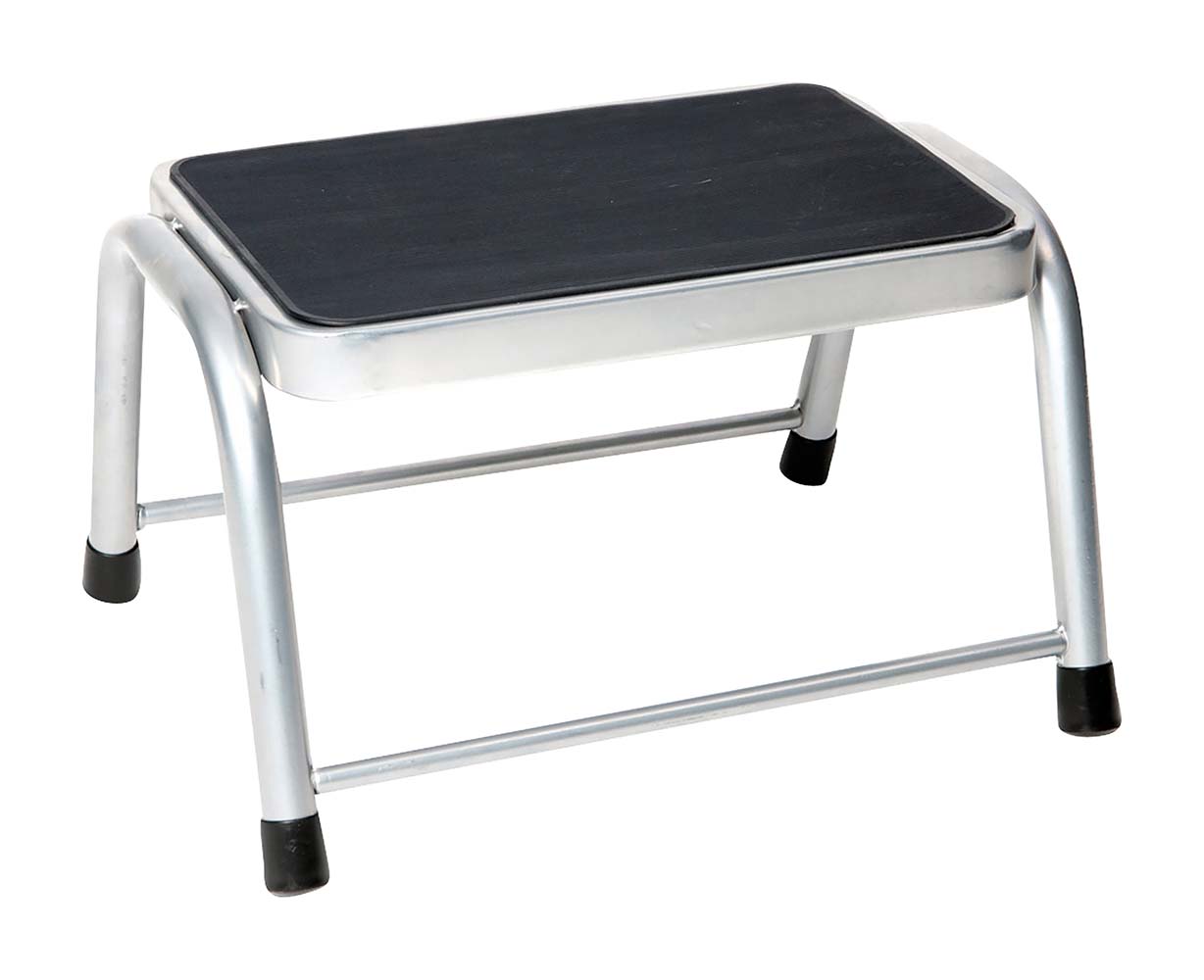 5314991 Sturdy steel step. With a steel frame with non-slip coating. Maximum load: 150 kilogram. Step depth: 26 cm.