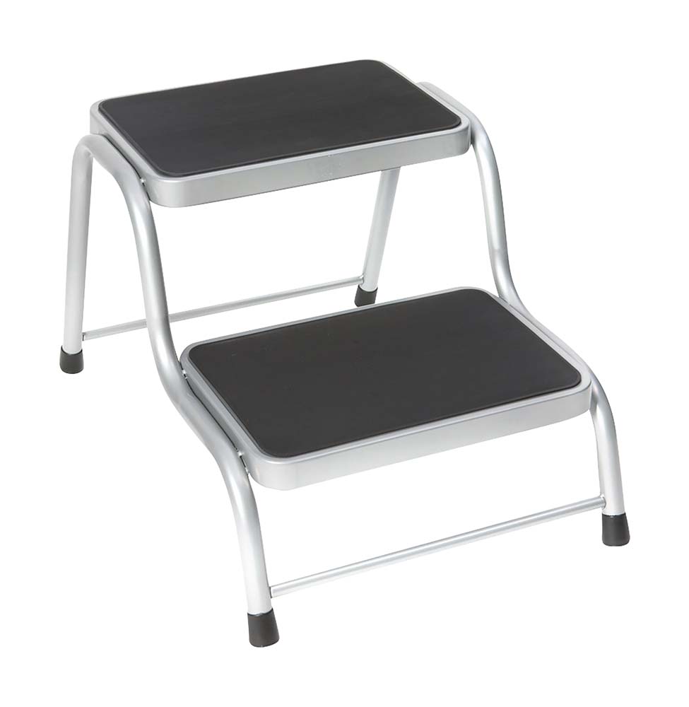 5314998 Extra sturdy step with double steps. With a steel frame with non-slip coating. Maximum load: 150 kilogram.