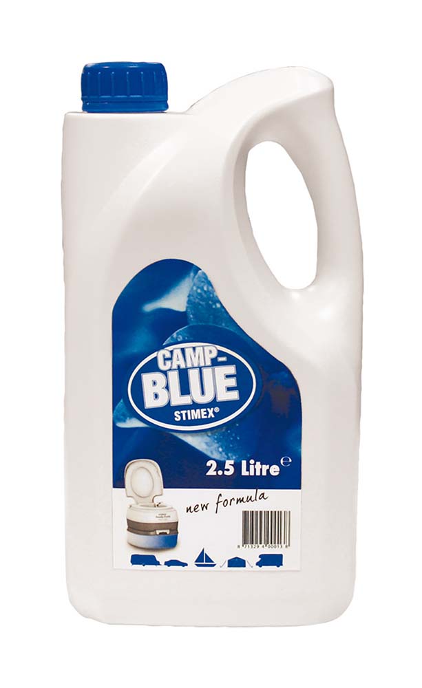 5506010 Camp-Blue is een milieuvriendelijke en extra geconcentreerde toiletvloeistof. Deze is speciaal ontwikkeld voor de afvalwatertank van het chemisch toilet. Camp-Blue is biologisch afbreekbaar en het zorgt ervoor dat vervelende geurtjes tegen worden gegaan. Ook na bevriezing en ontdooiing behoudt Camp Blue zijn werking. Een flacon van 2,5 liter is geschikt voor ca. 25 keer navullen.