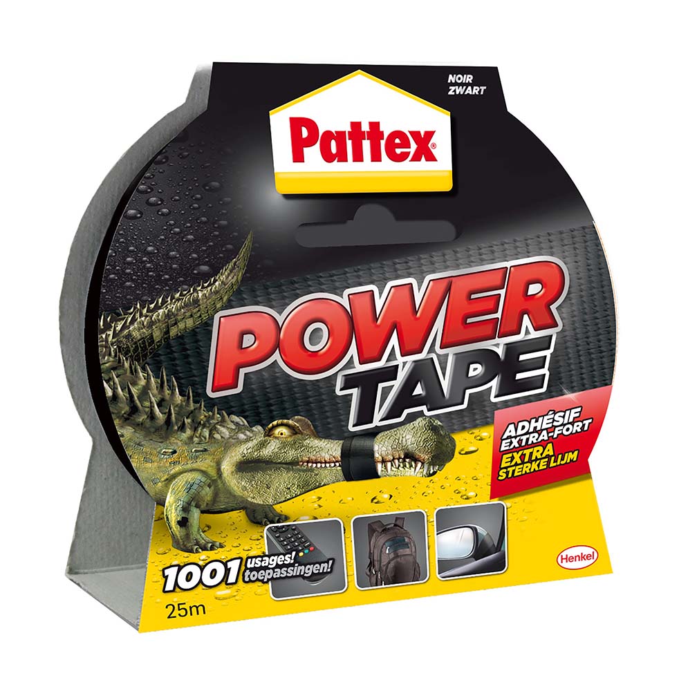 5712184 Pattex Power tape voor als het echt vast moet zitten. De tape is geschikt voor 1001 toepassingen binnen- en buitenshuis en daarnaast supersterk en bestand tegen water- en luchtdruk. Scharen zijn overbodig want Pattex Power Tape kan met de hand worden afgescheurd!