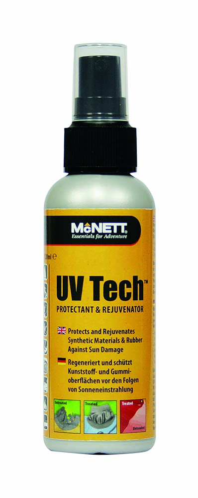 5713060 UV Tech seals and protects materials and fabrics (synthetic material and rubber) against the sun and weathering. It rejuvenates synthetic materials and rubber and restores their appearance. Its UV blockers will prevent the material from discolouring or drying out. Suitable for boats, canoes, tents, tarpaulins, backpacks, neoprene, rubber, tires, mats and garden furniture.