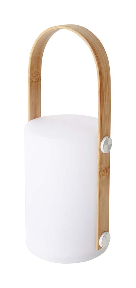 5818616 An atmospheric rechargeable table lamp with a stylish outdoor look. Gives a pleasant light by the warm white LED lighting. Equipped with 3 light modes, a plastic housing and a bamboo handle. The built-in Li-ion battery can be charged with an included USB cable. Ideal for on a table or cabinet.