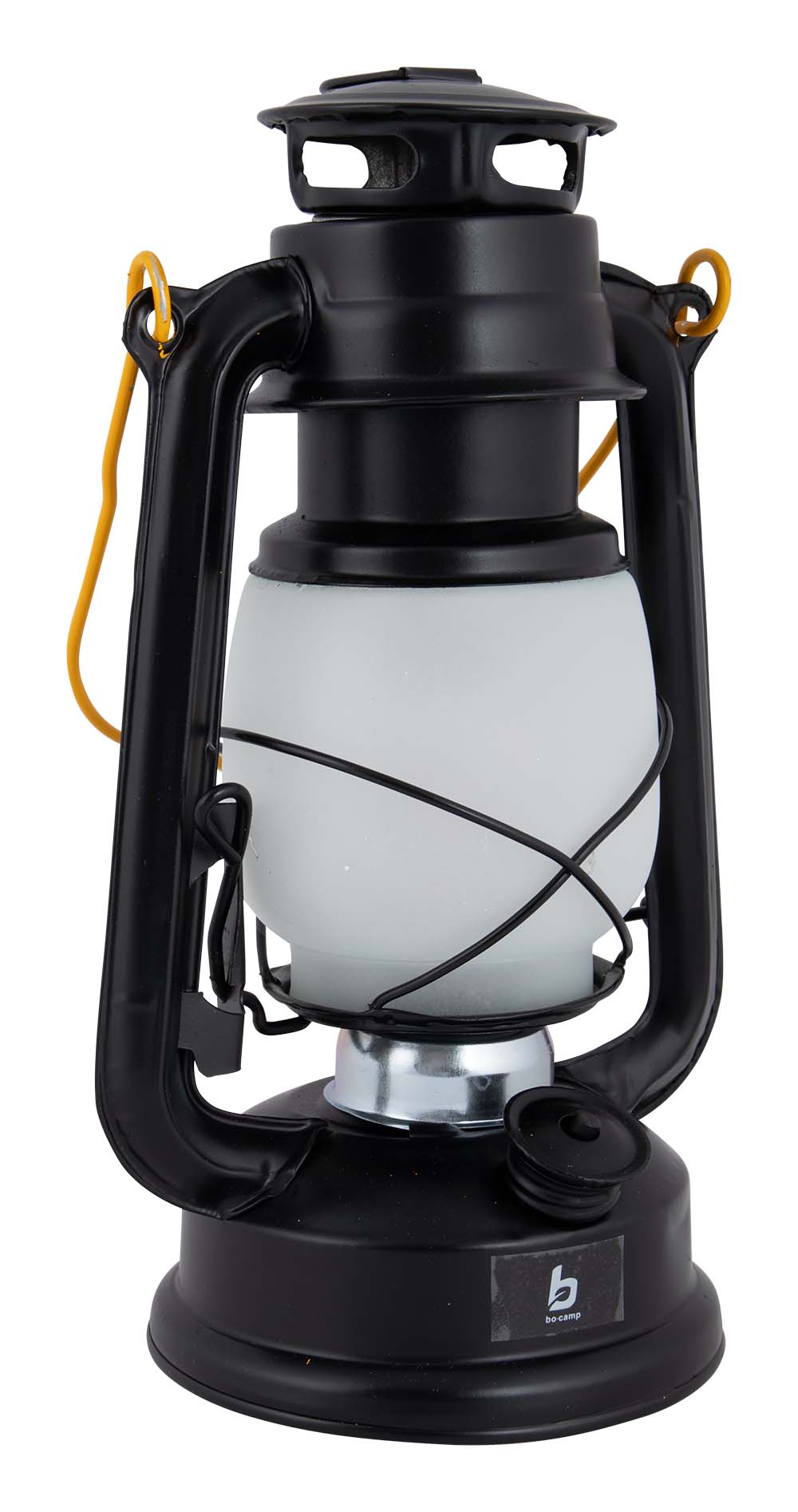 5818849 A classic LED storm lantern with an industrial look. With a handle, flame function and different light modes. The black steel gives the lantern a tough appearance. Because of the handle, the lantern can be used both standing and hanging. Operates on 2x AA batteries (not included).