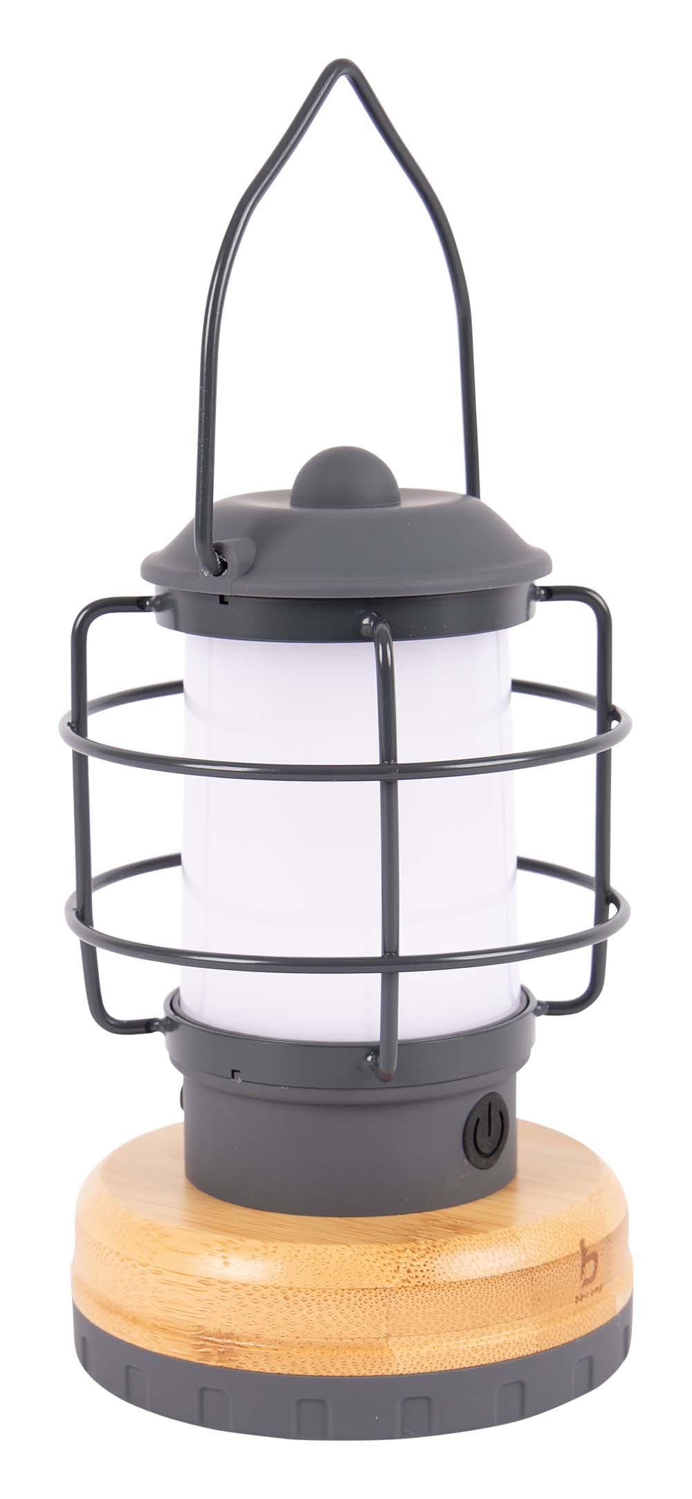 5818981 A stylisch lantern from the Industrial collection. The combination of bamboo and the dark grey color gives the lantern a modern look. The lantern has a warm white LED light with stepless dimming function. Furthermore, it has a built-in Li-ion battery which can be charged with the included USB cable. Ideal for on a table, cabinet or to hang on to something with the handle.