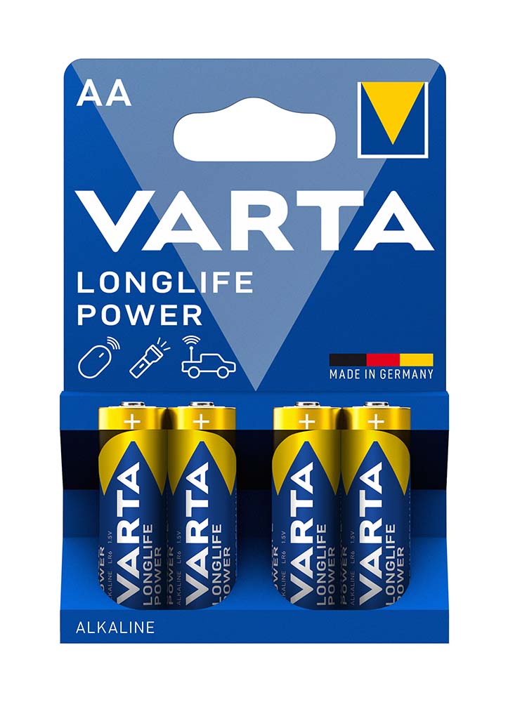 5919211 4 AA High Energy Alkaline batteries. Powerful energy for equipment with a flexible high power requirement. With a guaranteed storage time of 10 years. 1.5 Volt.