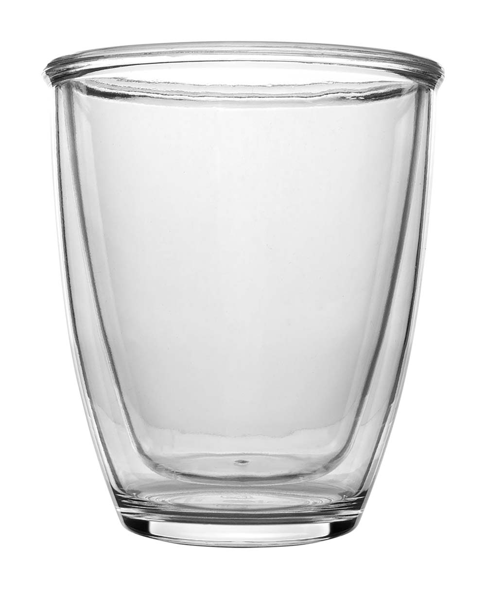 6101325 Very convenient double walled glasses. The double walled glasses have multible advantages. The air between the two walls provides an insulating effect. The drink in the glasses will be kept warm longer. Also the glasses can be held easisly with warm drinks. The outer wall does not get as hot as the first wall. The glasses are made of polycarbonate, making them very strong and virtually unbreakable. Also available as 1 piece