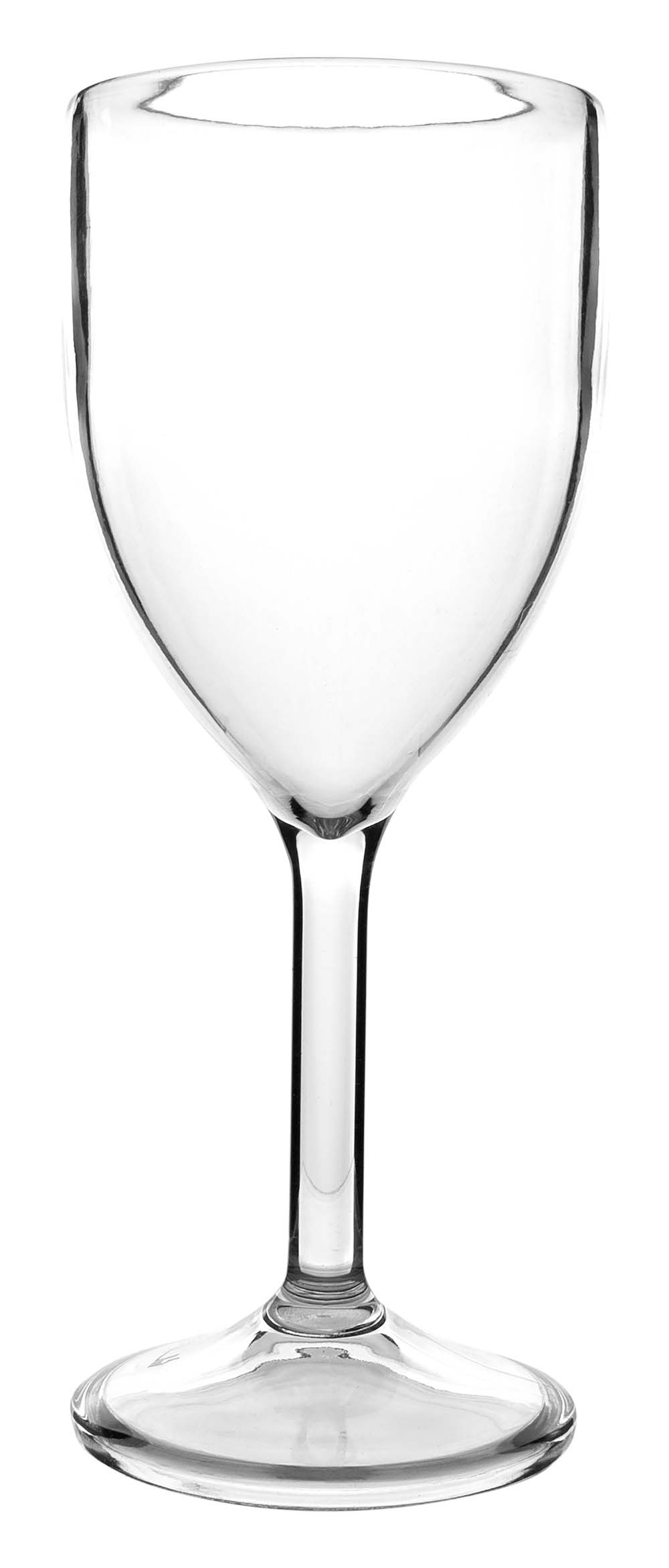 6101442 Een extra stevige en luxe set wijnglazen. Gemaakt van 100% polycarbonaat. Hierdoor is het glas vrijwel onbreekbaar, lichtgewicht en kraswerend. Ook zijn deze glazen vaatwasmachinebestendig. Per 2 stuks verpakt.