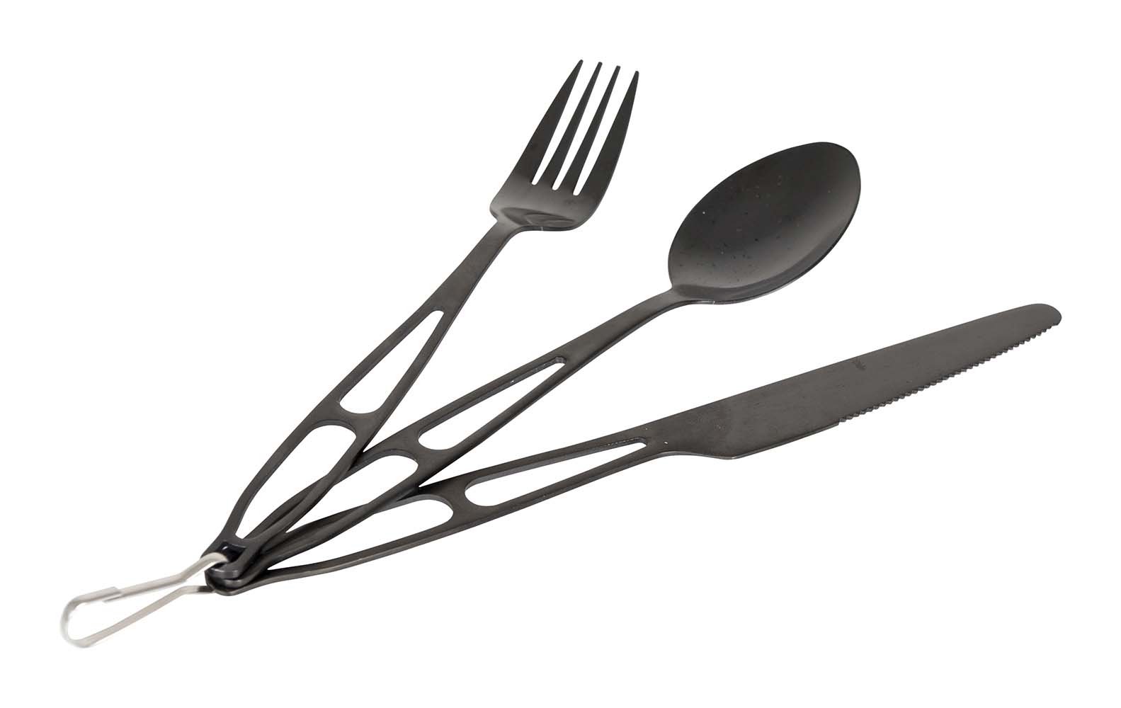 6102140 A 3-piece outdoor cutlery set in a handy pouch. The cutlery set is made of stainless steel and therefore ideal for outdoor use.
