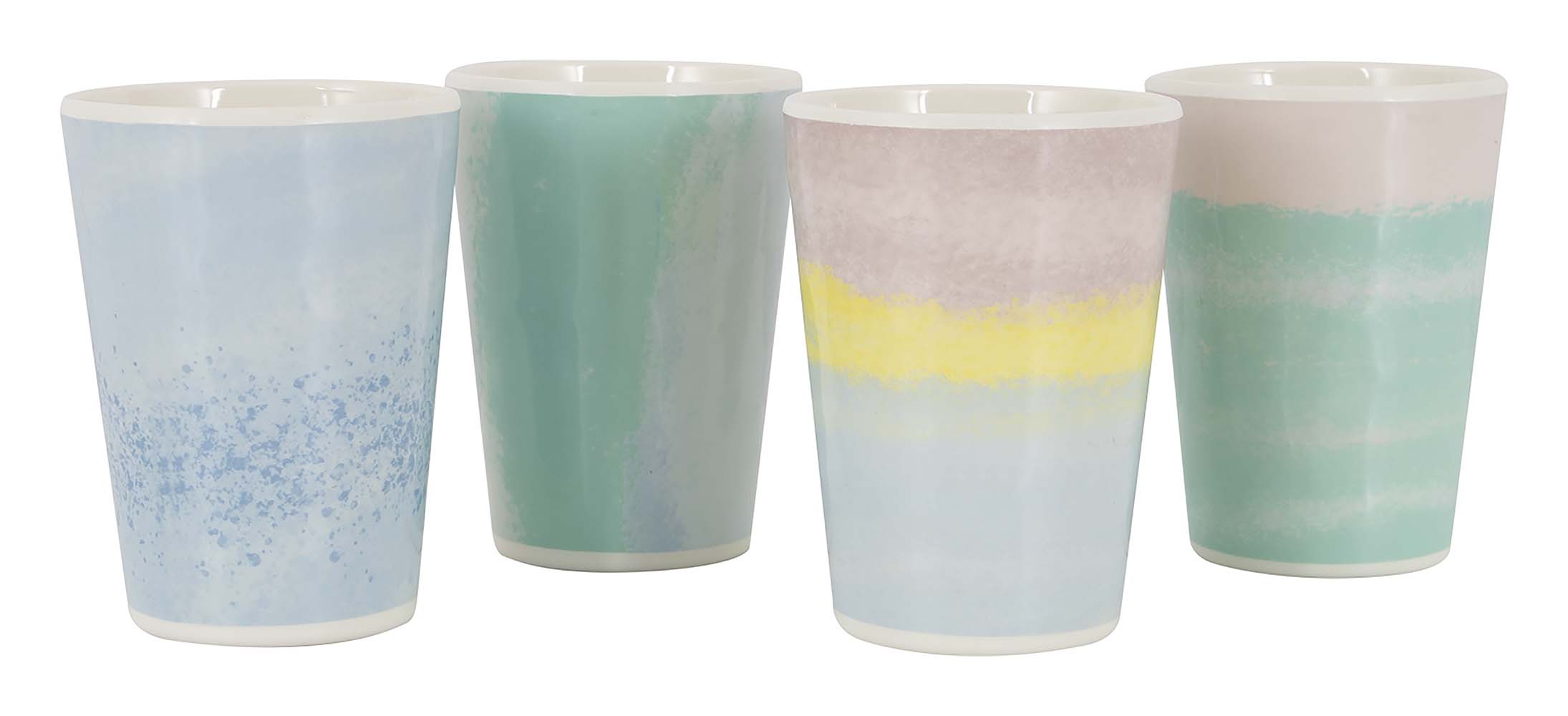 6181372 A set of cheerful cups from the pastel collection. This high quality melamine cup is made of 100% melamine virtually unbreakable and very lightweight. The cup is also scratch resistant and dishwasher safe. These cups are perfect to combine with the 12-piece tableware set Barfleur 6181371.