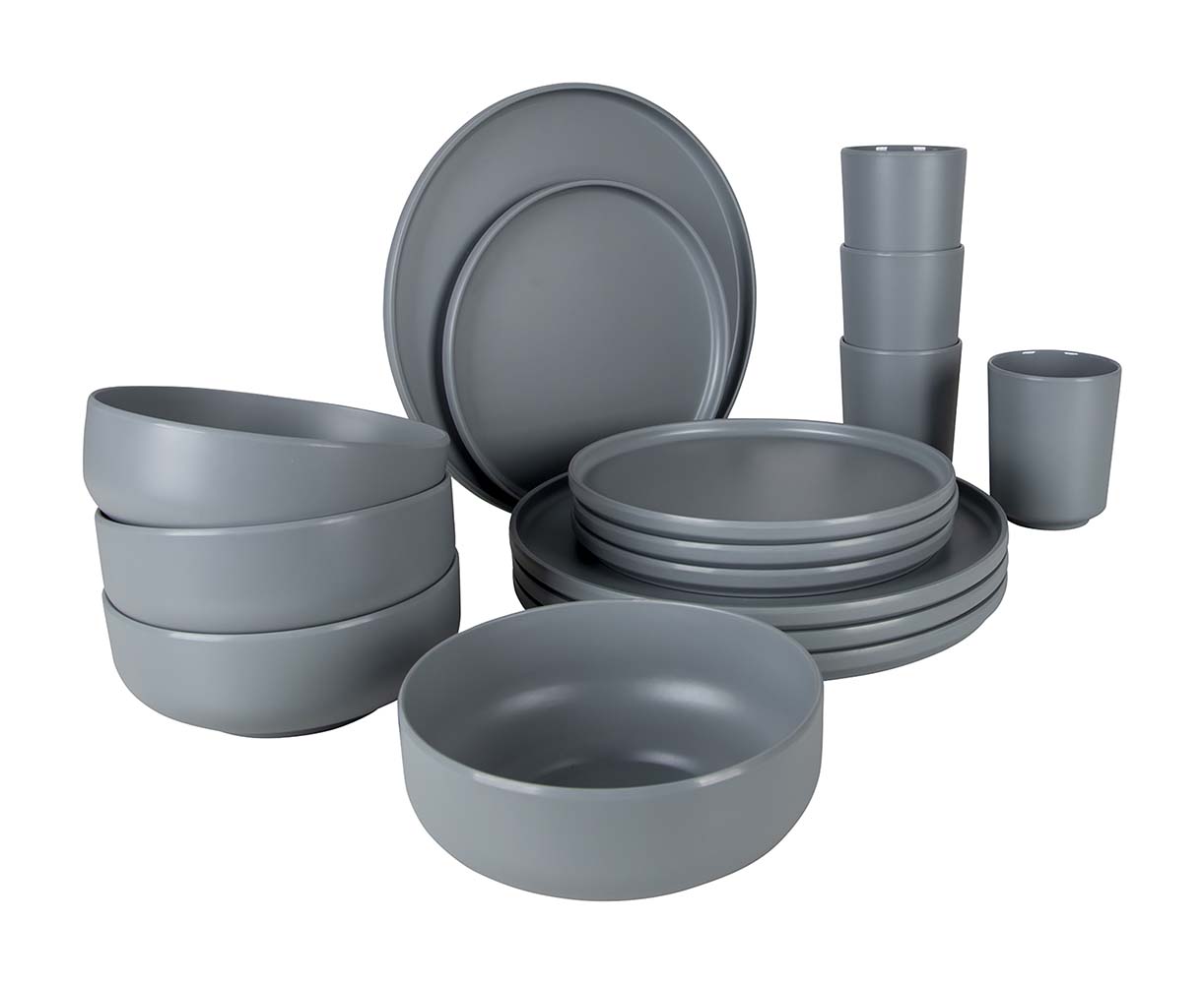 6181454 Bo-Camp - Industrial collection - Tableware - Patom - Melamine - 16 Pieces - Light grey