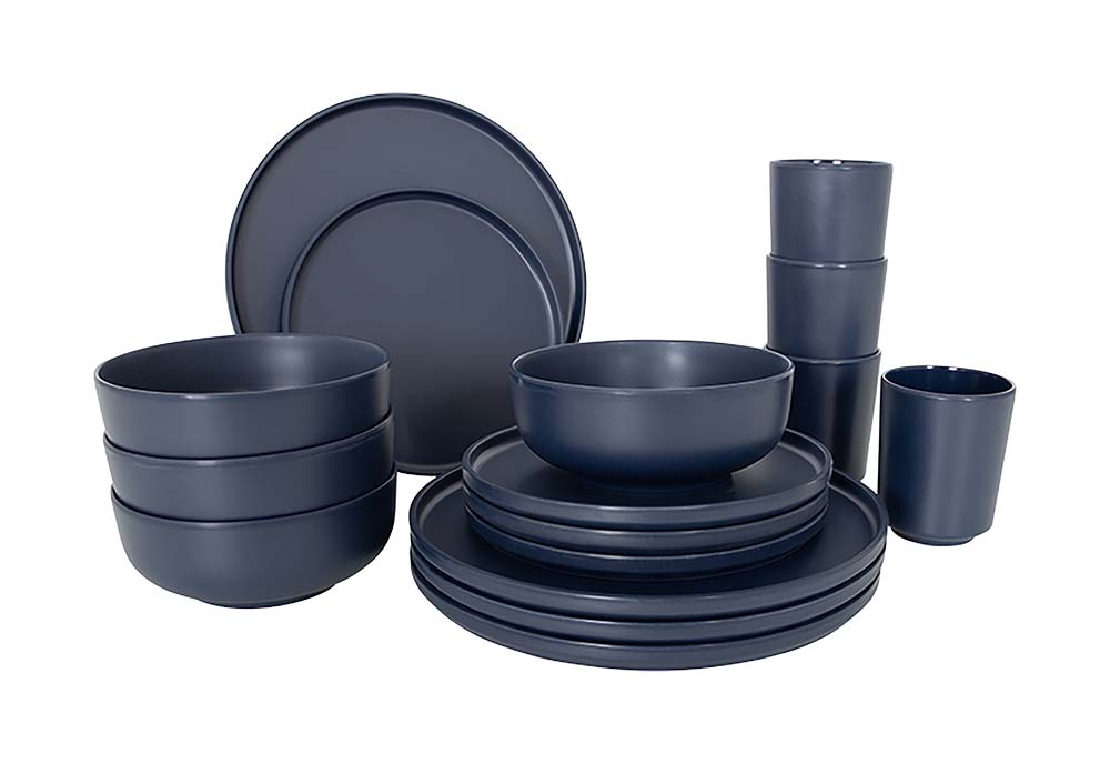 6181466 Bo-Camp - Industrial collection - Tableware - Patom - Melamine - 16 Pieces - Blue