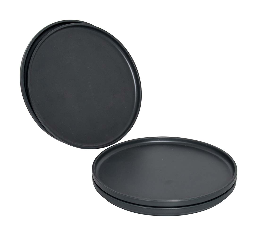 6181470 This Industrial Patom breakfast plates have a robust look. The anthracite dinnerware has a sturdy look with raised edge. Besides the beautiful design, the dinnerware is very light and sturdy. The breakfast plates are good to use on the campsite, as it is virtually unbreakable, shatterproof and scratch-resistant. The dinnerware can also be used perfectly at home. The 4-piece set is made of high quality 100% melamine and is dishwasher safe and food approved.
