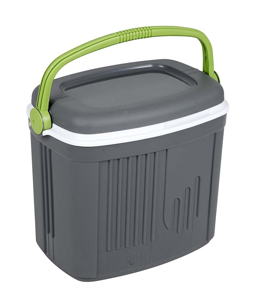 6702793 A strong insulating cooler box. When lifting, the handle secures the lid so that the cooler box is properly closed. The 20 and 32, 42 litre cooler boxes are also suitable for 2 litre bottles.
