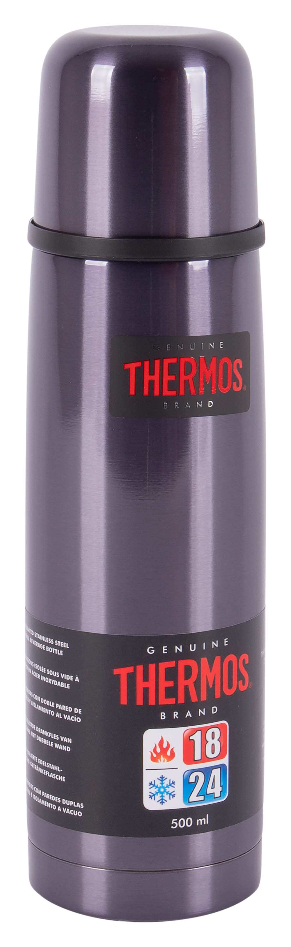7398061 A high-quality and lightweight thermos flask. The high-quality vacuum insulation technology by Thermax® ensures maximum preservation of cold or hot temperatures and maintains the contents on temperature up to 3 times longer than comparable thermos flasks! Special lightweight stainless steel, copper plated for optimum insulation and also 20% lighter. The special construction renders it virtually unbreakable and dent resistant! So the insulation hardly diminishes, even after intensive use. In other vacuum flasks, a dent causes an immediate reduction of the insulation. With a cap that doubles as a drinking cup with a practical push-button underneath. Comes with a 5 year guarantee!