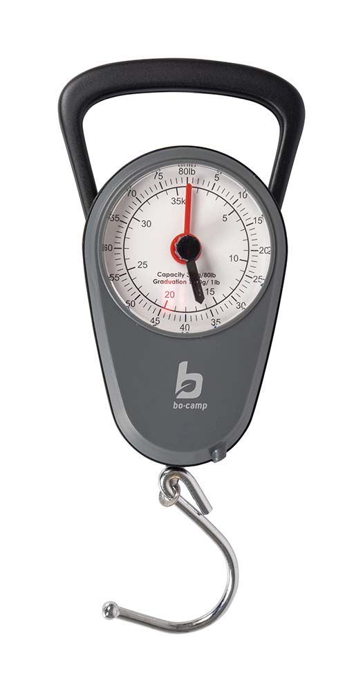 7500521 A solid scale with a measuring tape. Ideal to determine the weight of a suitcase or gas cylinder. By attaching the hook to the suitcase or gas bottle and lifting, you can read the weight up to 35 kilograms. The integrated measuring tape makes measuring luggage easy.