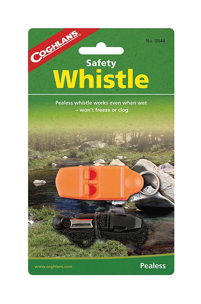 7690844 A remarkable safety whistle. Handy for emergencies. Always works, even if it is wet. The whistle mechanism can not freeze and has a bright orange colour. To wear with the included lanyard.