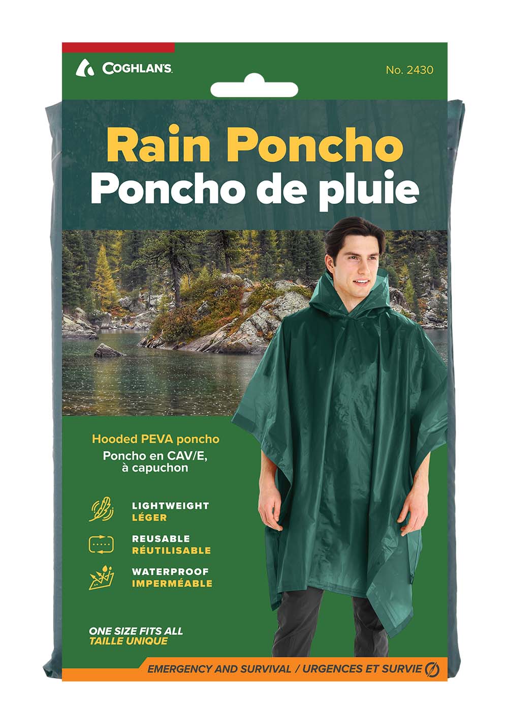 7692430 A lightweight and waterproof poncho. Made of 100% PEVA. With a hood. With snap closures.