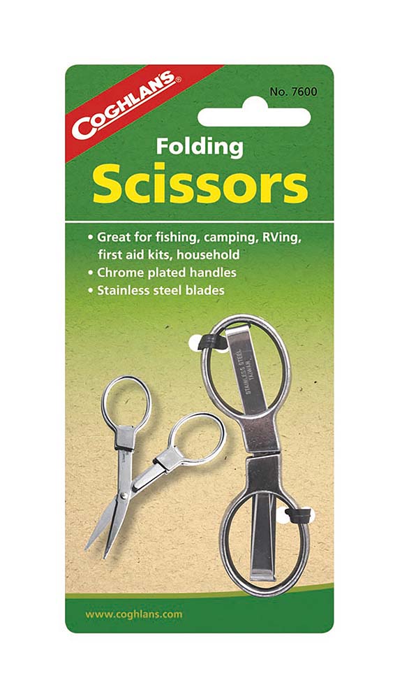 7697600 An ultra-compact pair of scissors. These ultra-compact folding scissors save space. A high quality chrome-plated pair of scissors with stainless steel blades. These scissors can also be used as a pocket knife. Ideal when fishing, camping, backpacking or in the First Aid box