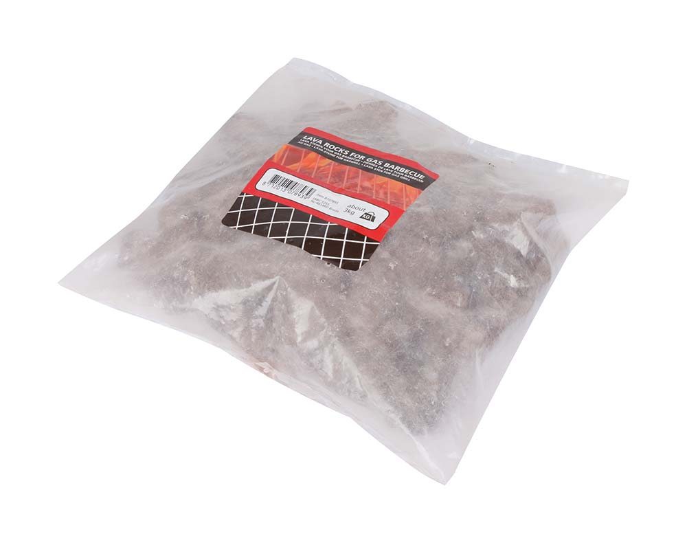 8107893 A bag containing 3 kg lava stone. Ideal for an electric or gas barbecue. The stones provide good heat distribution and make for perfect grilling results on the barbecue. No fire flashes due to the uniform heat distribution.