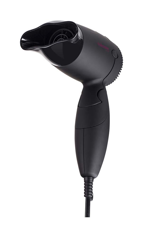 8500213 A compact travel blow-drier. The handle of the travel blow-drier is foldable making it easy to pack. The dual voltage makes it possible to use the blow-drier all over the world. In addition, the blow-drier has 2 settings and a 1200 Watt capacity.
